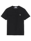 Logo Patch Short Sleeve T-Shirt Black - STONE ISLAND - BALAAN 2