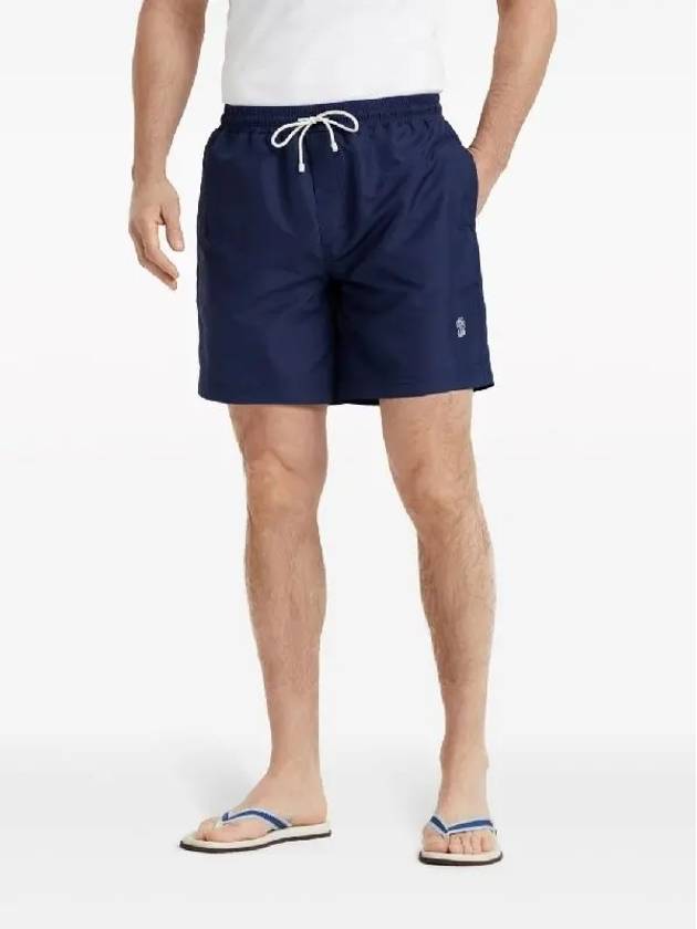 Logo Embroidery Swim Shorts Navy - BRUNELLO CUCINELLI - BALAAN 4