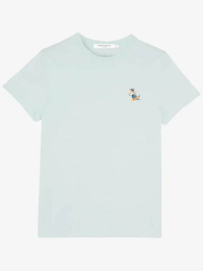 Dressed Fox Patch Short Sleeve T-Shirt Blue - MAISON KITSUNE - BALAAN 2