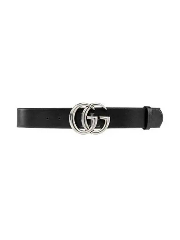 GG Marmont Wide Leather Belt Black - GUCCI - BALAAN 2