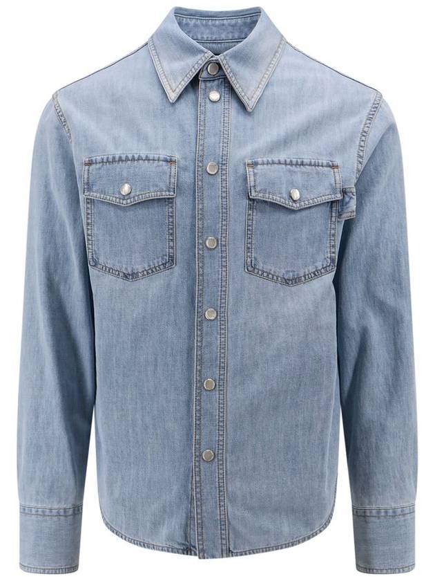 Bleached Denim Shirt Long Sleeve Shirt Light Blue - BOTTEGA VENETA - BALAAN 2