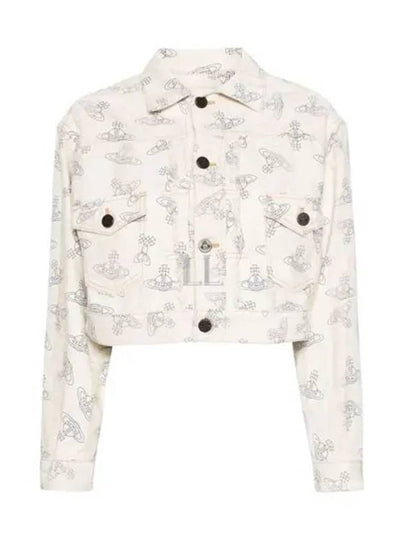 Marlene ORB Printed Cropped Logo Denim Jacket Beige - VIVIENNE WESTWOOD - BALAAN 2