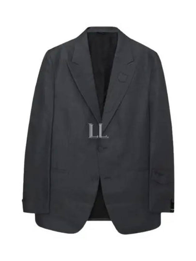 Men's Linen Blend Blazer Jacket Grey - FENDI - BALAAN 2