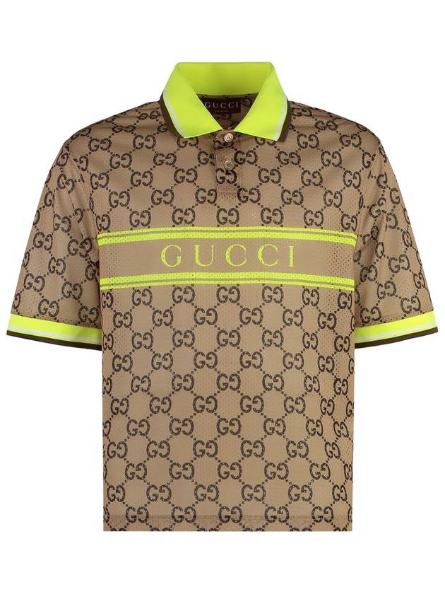 GG Print Polo Shirt Beige Ebony - GUCCI - BALAAN 3