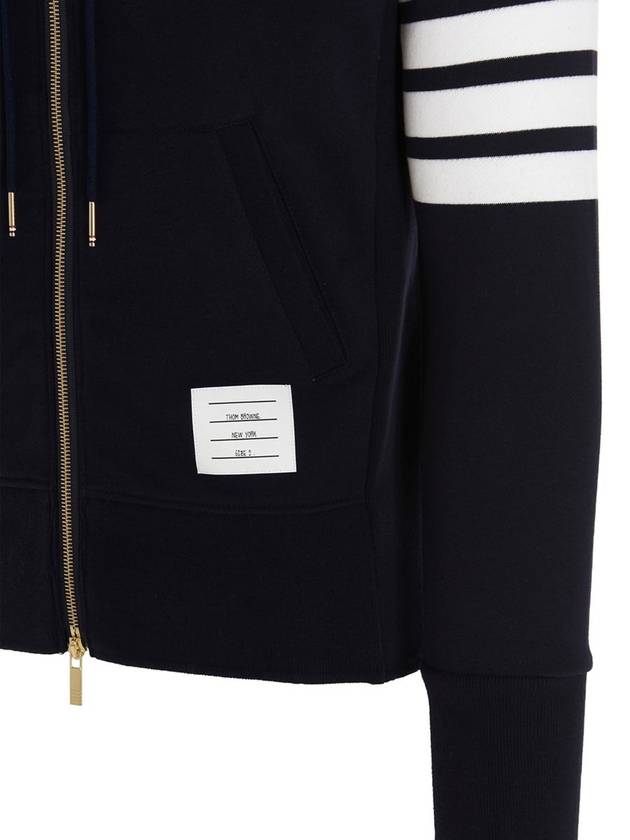 Engineered 4 Bar Diagonal Zip Up Hoodie Navy - THOM BROWNE - BALAAN 4