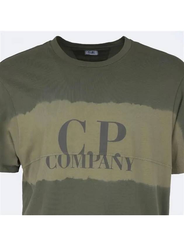 Vintage Washing Logo Cotton Short Sleeve T-Shirt Khaki - CP COMPANY - BALAAN 4