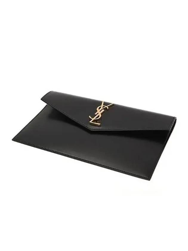 Uptown Shiny Clutch Bag Black Gold - SAINT LAURENT - BALAAN 5