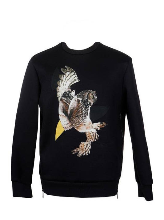 Eagle Print Neoprene Sweatshirt Black - NEIL BARRETT - BALAAN.