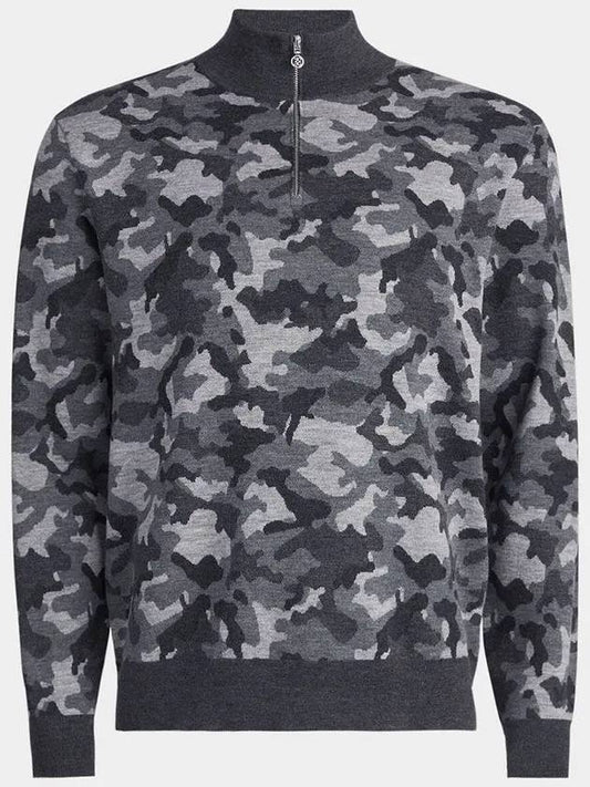 Camo Jacquard Quarter Zip Merino Wool Knit Top Charcoal - G/FORE - BALAAN 2