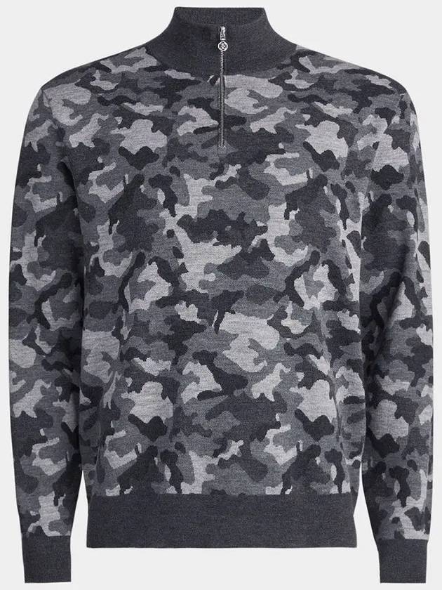 Camo Jacquard Quarter Zip Merino Wool Knit Top Charcoal - G/FORE - BALAAN 3