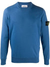 Light Wool Crewneck Knit Top Blue - STONE ISLAND - BALAAN 1