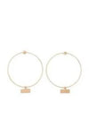 Logo Decorated Push Back Hoop Earrings Gold - MAISON MARGIELA - BALAAN 1