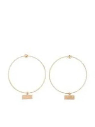 Logo Decorated Push Back Hoop Earrings Gold - MAISON MARGIELA - BALAAN 1