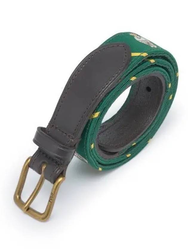 Polo Bear leather trim belt green - POLO RALPH LAUREN - BALAAN 1