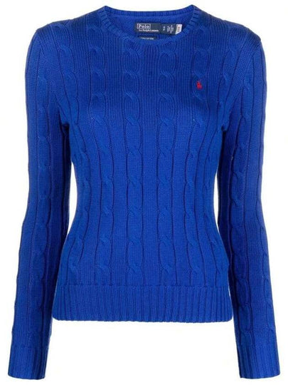 Embroidered Logo Pony Cable Knit Top Blue - POLO RALPH LAUREN - BALAAN 2