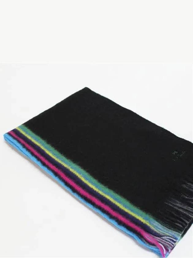 Striped Edge Merino Wool Muffler Black - PAUL SMITH - BALAAN 4