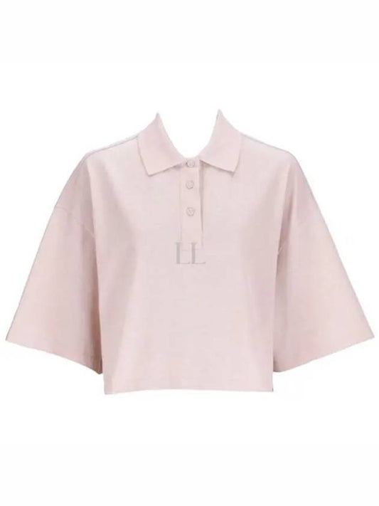 Cropped Cotton Piquet Polo Shirt Pink - BOTTEGA VENETA - BALAAN 2