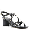 Rockstud Leather Sandal Heels Black - VALENTINO - BALAAN 4