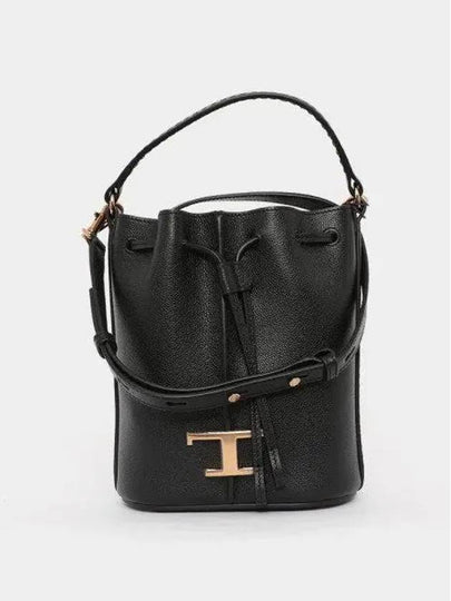 T Timeless Leather Micro Logo Bucket Bag Black - TOD'S - BALAAN 2