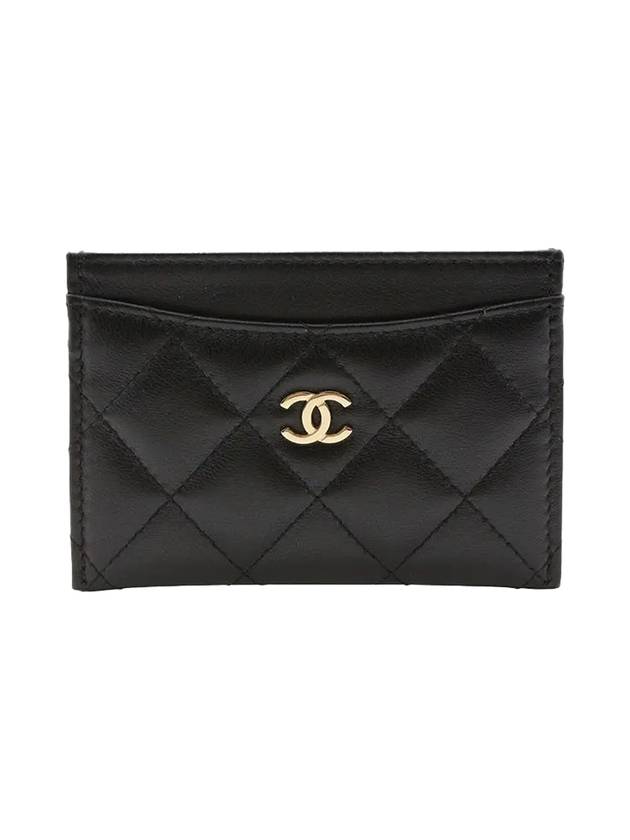 Classic Gold CC Logo Lambskin Card Holder Black - CHANEL - BALAAN.