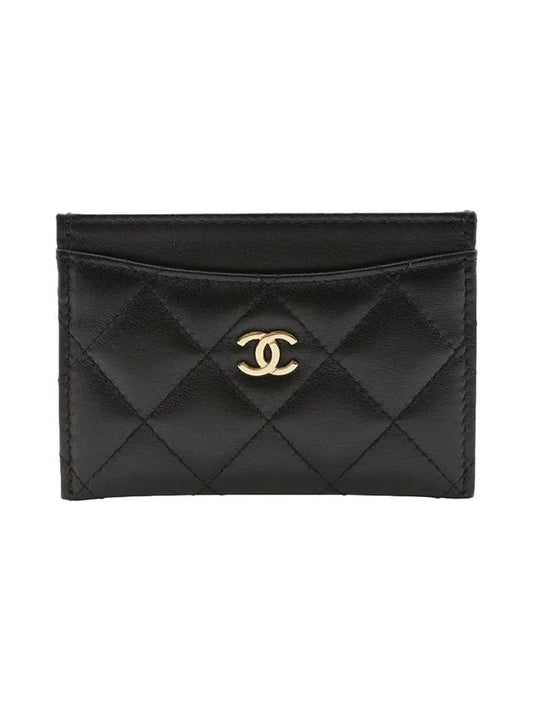 Classic Gold CC Logo Lambskin Card Holder Black - CHANEL - BALAAN 1