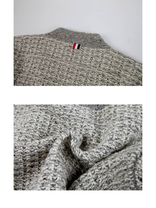 Mohair Tweed 4-Bar Classic V-neck Cardigan Light Grey - THOM BROWNE - BALAAN 8