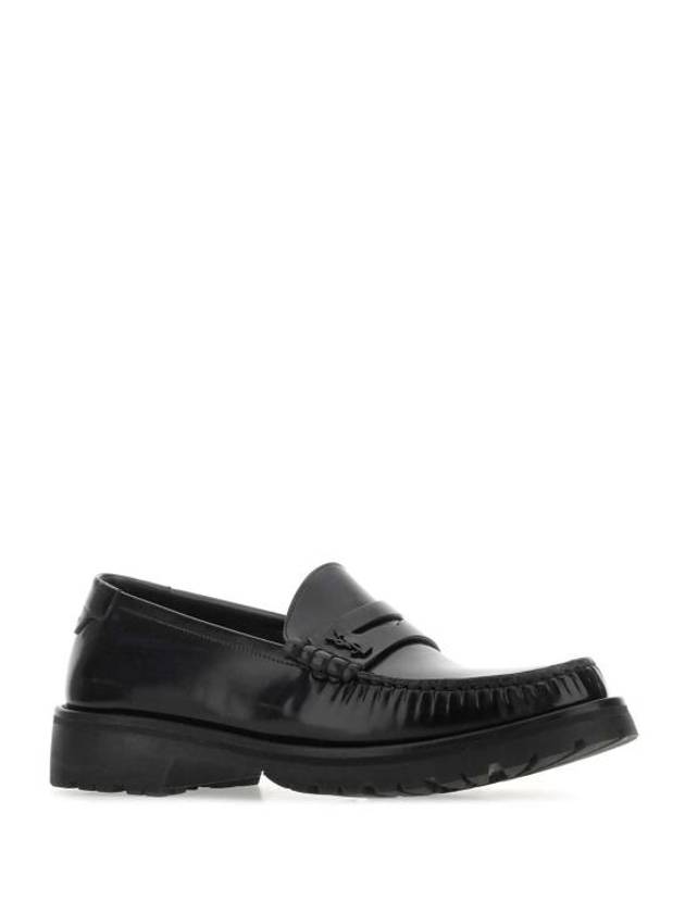 Women's Chunky Penny Slippers Smooth Leather Loafers Black - SAINT LAURENT - BALAAN 3