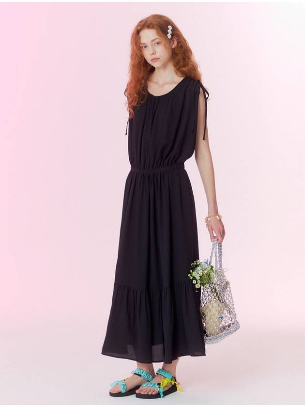 Summer pleated maxi dress_Black - OPENING SUNSHINE - BALAAN 1