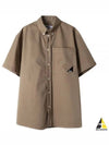 Technical Gabardine Cotton Short Sleeve Shirt Dark Beige - MSGM - BALAAN 2