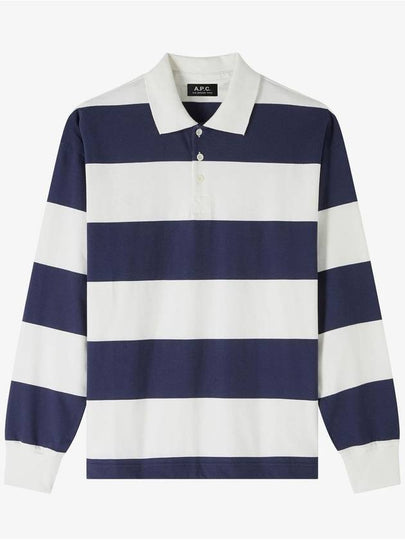 Riley Striped Long Sleeve Polo Shirt Navy White - A.P.C. - BALAAN 2