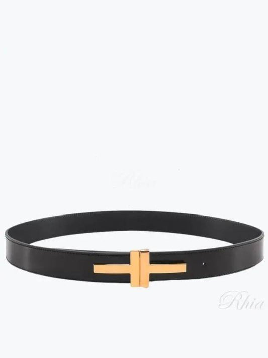 T Buckle Leather Belt 30MM Black - TOM FORD - BALAAN 2