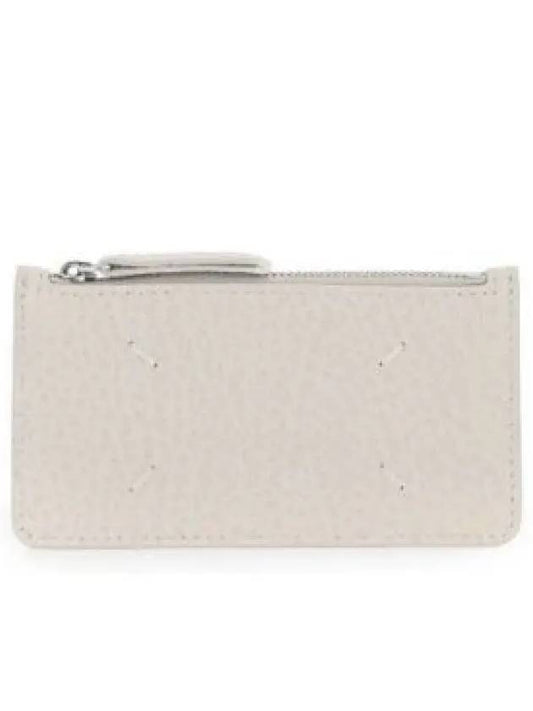 Pebble Leather Stitch Logo Zipper Card Wallet Greige - MAISON MARGIELA - BALAAN 2