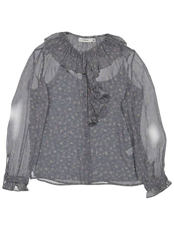 Coach Ladies Long Sleeve Printed Ruffle Silk Blouse, Brand Size 0 (X-Small) - COACH - BALAAN 1