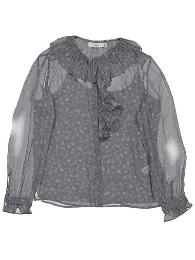 Coach Ladies Long Sleeve Printed Ruffle Silk Blouse, Brand Size 0 (X-Small) - COACH - BALAAN 1