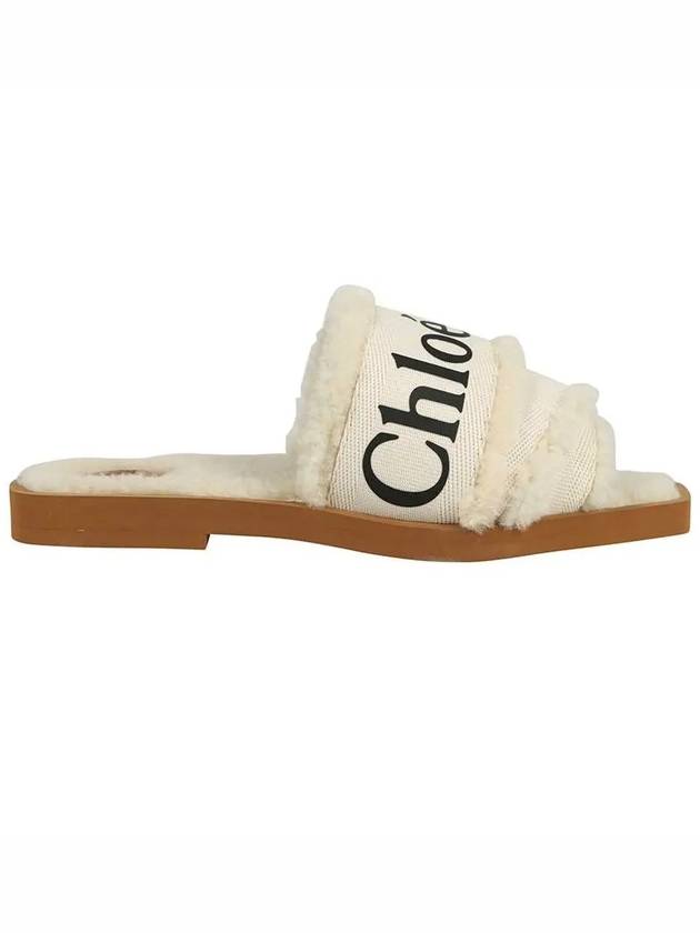 Woody Shearling Flat Mule Slippers Ivory - CHLOE - BALAAN 2