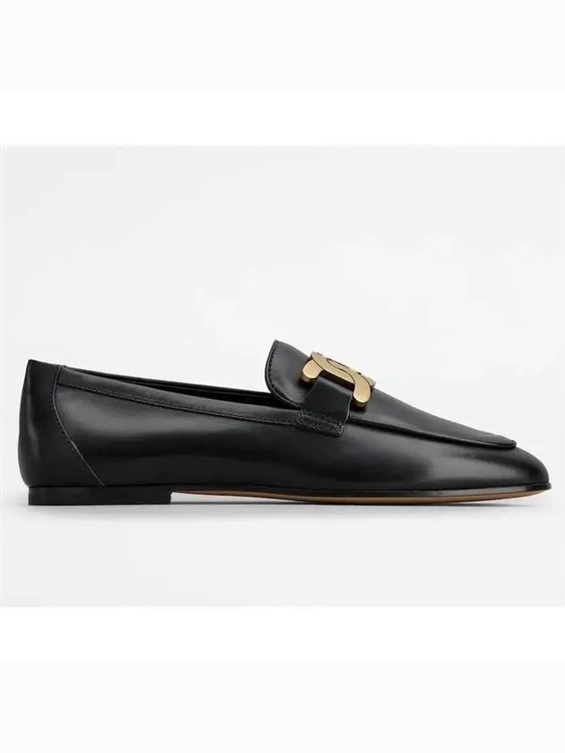 Kate Metal Logo Leather Loafers Black - TOD'S - BALAAN 4