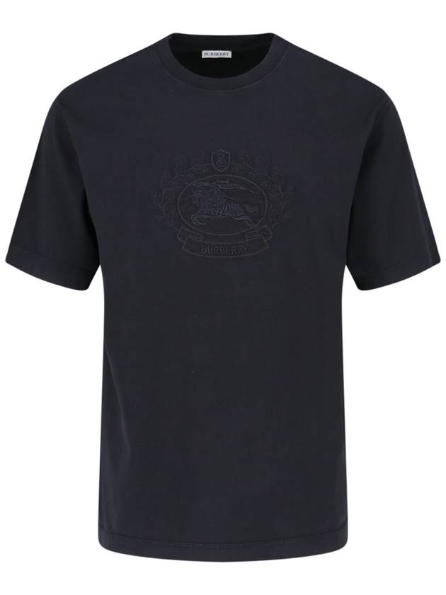 Embroidered Logo Cotton Short Sleeve T-Shirt Black - BURBERRY - BALAAN 2