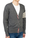 Men's Sustainable Classic Diagonal Wool Cardigan Medium Grey - THOM BROWNE - BALAAN 5