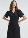 Women s V neck Shirt Long Dress Black - MANAVIS7 - BALAAN 4