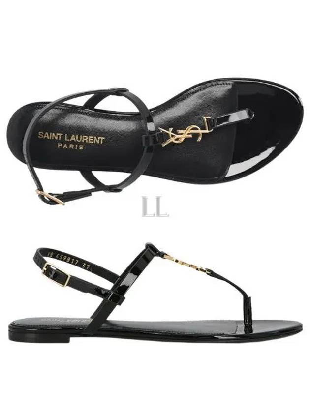 Women's Monogram Cassandra Sandals Black - SAINT LAURENT - BALAAN 2