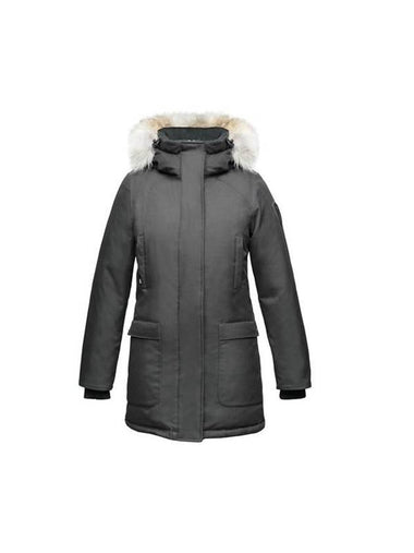 Women's Abby Hooded Fur Long Parka Grey - NOBIS - BALAAN 1