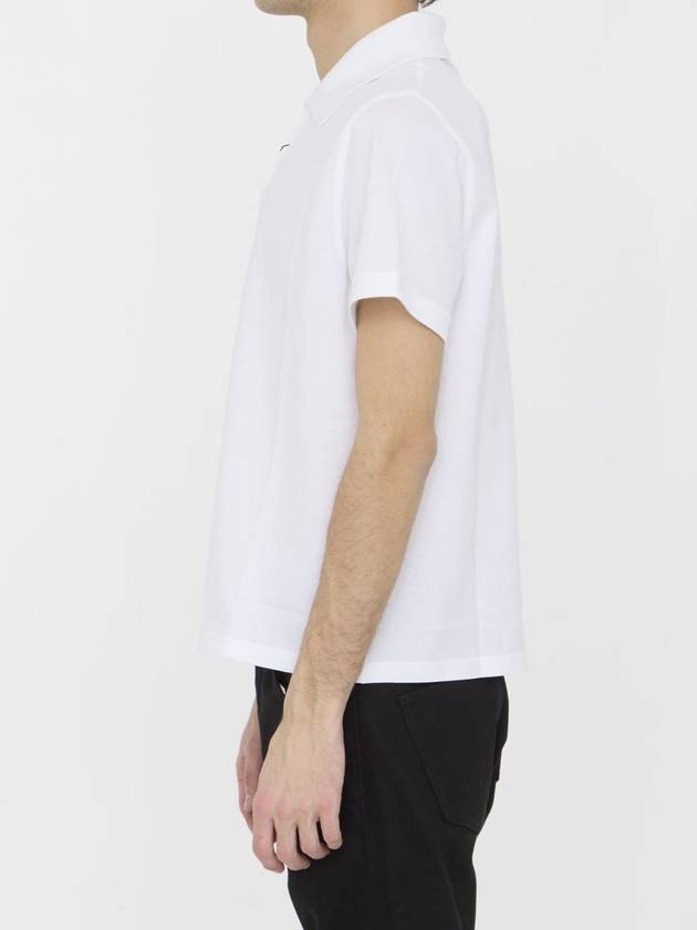 Men's Monogram Cotton Short Sleeve Polo Shirt White - SAINT LAURENT - BALAAN 4