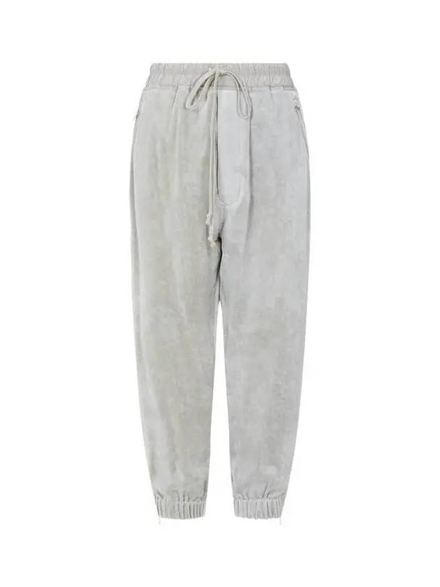 WOMEN Cropped Velvet Jogger Pants Warm Gray 271556 - RICK OWENS - BALAAN 1