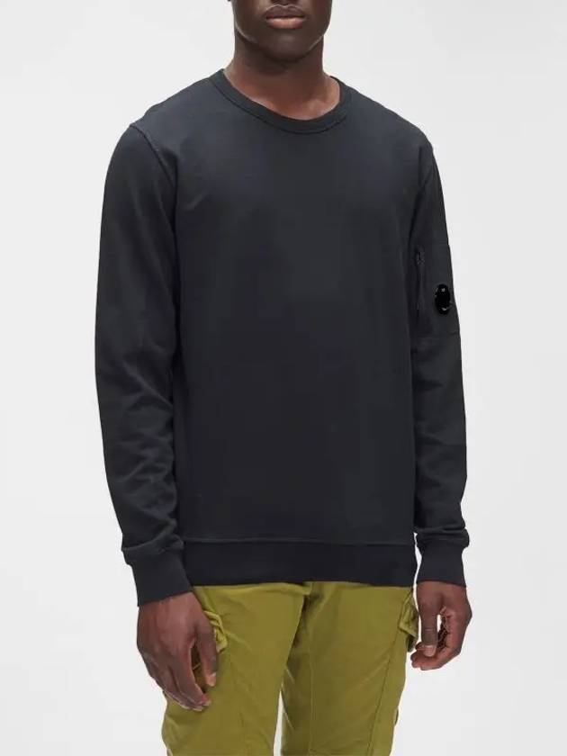 Lens Wappen Light Fleece Sweatshirt Black - CP COMPANY - BALAAN.