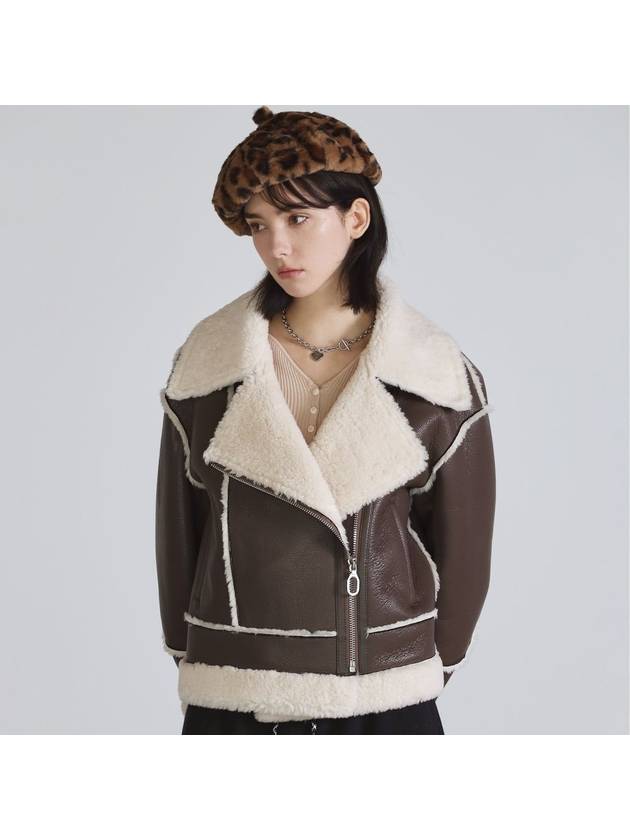 Eco Fur Shearling Rider Mustang JK Leather Jacket Brown - THE GREEN LAB - BALAAN 2