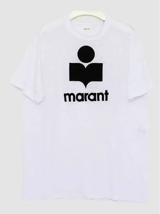 Karman Logo Print Linen Short Sleeve T-Shirt White - ISABEL MARANT - BALAAN 4