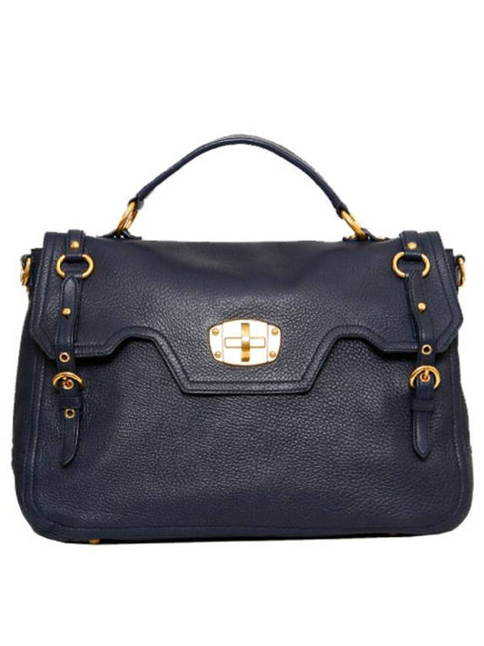 Crevo Boulet Tote Bag RN0633 013 F0016 Navy - MIU MIU - BALAAN 1