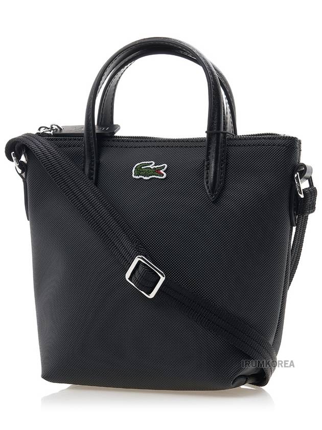 Coated Canvas Mini Tote Bag Black - LACOSTE - BALAAN 3