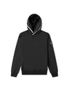 Garment Dyed Cotton Stretch Fleece Hoodie Black - STONE ISLAND - BALAAN 1