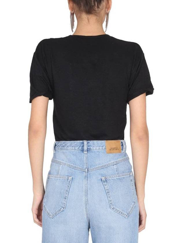 Koldi Linen Short Sleeve T-Shirt Black - ISABEL MARANT ETOILE - BALAAN 7